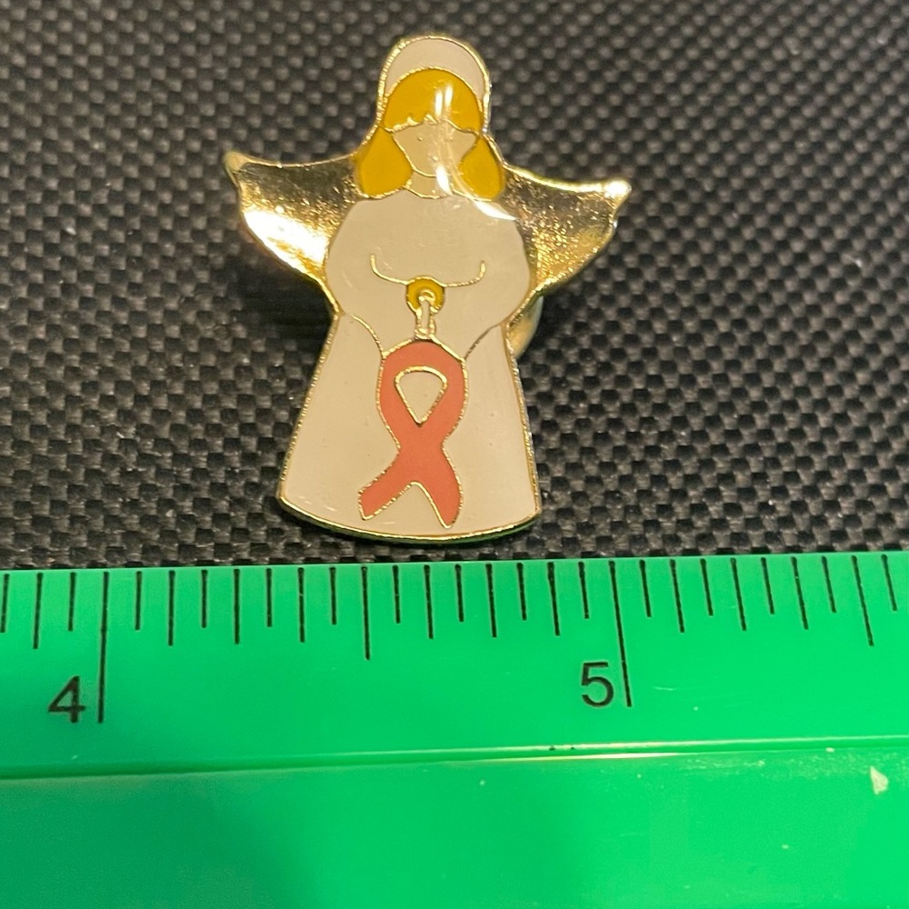 Elegant Gold and Pink Angel Brooch